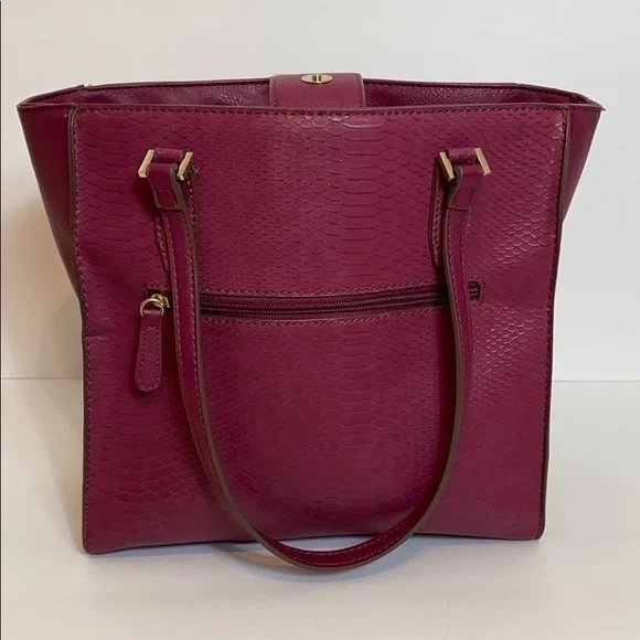 Nicole Miller Dark Pink Faux Snakeskin Bag - Picture 3 of 10